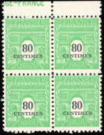 ** 706 - 80c. Arc De Triomphe Vert. Bloc De 4. HdeF. Double Impression Du Centre. SUP. - Other & Unclassified