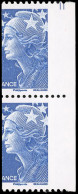 ** 4188b-R - Marianne De Beaujard. Bleu. 2 Paires Verticales De Roulette Avec N° Noir Au Verso. Variété De Piquage à Che - Other & Unclassified