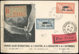 Obl. 1 + 2 - 2F. + 5F. Merson Obl. S/lettre Recommandée N'ayant Pas Voyagée, Frappée Du Cachet Du Salon International De - Altri & Non Classificati