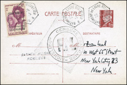 Obl. 4 - Timbre De MAURITANIE. 2F. Lilas S/carte Postale 1.20 PETAIN. Surch Bâtiment De Ligne Richelieu. Cachet De Censu - Posta Aerea Militare