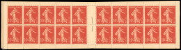 ** 135-C2 - Couverture Surchargée Prix Réduit : 2 Francs. 10c. Rouge. Type Semeuse Camée. 20 Timbres. SUP. - Sonstige & Ohne Zuordnung