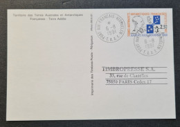 TAAF, Entier Postal Oblitéré De Kerguelen Le 6/8/1991. - Brieven En Documenten