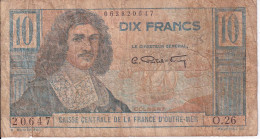 BILLETE DE OUTRE MER DE 10 FRANCS DE COLBERT  (BANKNOTE) - Andere & Zonder Classificatie