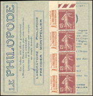 ** 189-CP1 - LE PHILOPODE. 15c. Brun. Type Semeuse. 4 Timbres. SUP. - Andere & Zonder Classificatie