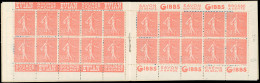 ** 199-C6 - 50c. Rouge. Type Semeuse Lignée. 20 Timbres. Couverture "Galerie Barbes". SUP. - Other & Unclassified