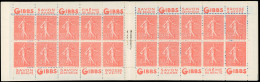 ** 199-C12 - 50c. Rouge. Type Semeuse Lignée. 20 Timbres. SUP. - Other & Unclassified