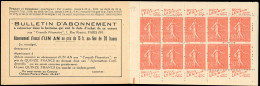 ** 199-C15 - 50c. Rouge. Type Semeuse Lignée. 20 Timbres. SUP. - Andere & Zonder Classificatie