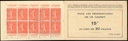 ** 199-C16 - 50c. Rouge. Type Semeuse Lignée. 20 Timbres. SUP. - Sonstige & Ohne Zuordnung