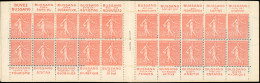 ** 199-C21 - 50c. Rouge. Type Semeuse Lignée. 20 Timbres. SUP. - Sonstige & Ohne Zuordnung