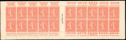 ** 199-C28 - 50c. Rouge. Type Semeuse Lignée. 20 Timbres. SUP. - Sonstige & Ohne Zuordnung