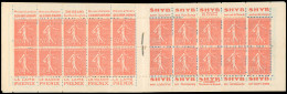 ** 199-C34 - 50c. Rouge. Type Semeuse Lignée. 20 Timbres. SUP. - Andere & Zonder Classificatie