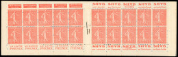 ** 199-C33 - 50c. Rouge. Type Semeuse Lignée. 20 Timbres. SUP. - Other & Unclassified