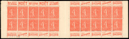 ** 199-C71 - 50c. Rouge. Type Semeuse Lignée. 20 Timbres. SUP. - Autres & Non Classés