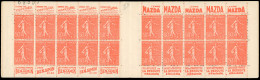 ** 199-C75 - 50c. Rouge. Type Semeuse Lignée. 20 Timbres. SUP. - Altri & Non Classificati