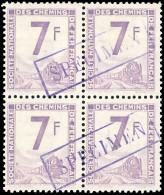 ** 41a - 7F. Violet. Locomotive à Vapeur. Bloc De 4. Surcharge SPECIMEN. Cote Maury. SUP. - Altri & Non Classificati