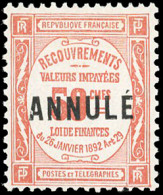 ** 47-CI1 - Timbres-Taxe. 50c. Taxe Rouge-orange. Surcharge ANNULE. SUP. - Instructional Courses