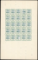 ** 1 - 10c. Vert Et Outremer. Feuille De 25 Avec Variété 10 Sans "c" Et Tête-Bêche. SUP. - Altri & Non Classificati