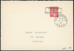 Obl. 5 - 1F. Gris-rouge. Cachet Dunkerque S/le Timbre Port Local. Devant De Lettre. Catalogue Dallay-Maury. - War Stamps