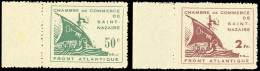 (*) 8 / 9 - 50c. Vert Foncé S/vert Pâle+ 2F. Brun-lilas S/vert Pâle. BdeF. SUP. - War Stamps