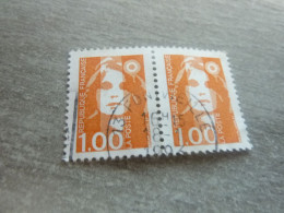 Marianne De Briat - 1f. - Yt 2620 - Orange - Double Oblitérés - Année 1990 - - 1989-1996 Maríanne Du Bicentenaire