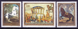 Liechtenstein 1978 Mint No Gum 3v, Horse Carriage, Painting, Prince Joseph Wenzel - Other & Unclassified