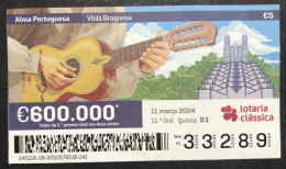 116 P, 1 X Lottery Ticket, Portugal, « Alma Portuguesa »,« Portuguese Soul », « Viola Braguesa », 2024 - Billets De Loterie