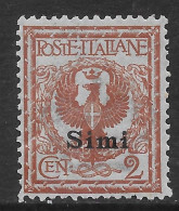 Italia Italy 1912 Colonie Egeo Simi Floreale C2 Sa N.1 Nuovo MH * - Egée (Simi)