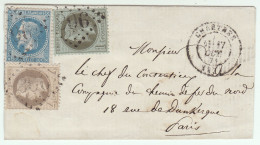 Septembre 1871- Chartres 27 Oct 71 Combinaison Avec  3 Laures : 1c + 4c + 20c   Sans Correspondance - 1863-1870 Napoléon III Lauré