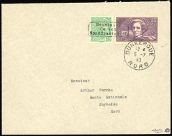 Obl. 414+ 382 - 2 Valeurs Obl. Cachet DUNKERQUE S/lettre Frappée Du CàD De DUNKERQUE Du 6 Juillet 1940 à Destination De  - Oorlogszegels