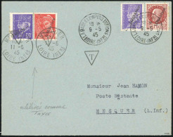 Obl. 2 - SAINT-NAZAIRE. 60c. + 1F.50 Pétain Surch. ''LIBERATION'' Obl. S/lettre Frappée Du CàD De LA BAULE LES PINS Du 9 - Liberazione