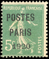 * 24 - 5c. Vert. POSTE PARIS 1920. SUP. - Autres & Non Classés