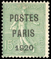 * 25 - 15c. Vert-olive. POSTE PARIS 1920. SUP. - Other & Unclassified