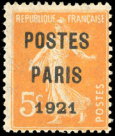 * 27 - 5c. Orange. POSTE PARIS 1921. SUP. - Autres & Non Classés