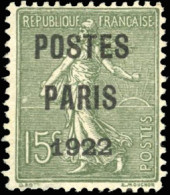 (*) 31 - 15c. Vert-olive. POSTE PARIS 1922. TB. - Autres & Non Classés