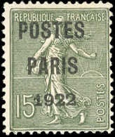 (*) 31 - 15c. Vert-olive. POSTE PARIS 1922. B. - Autres & Non Classés