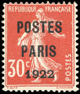 * 32 - 30c. Rouge. POSTES PARIS 1922. SUP. - Sonstige & Ohne Zuordnung