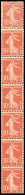 ** 2 - 10c. Semeuse Rouge. Bande De 7. SUP. - Coil Stamps