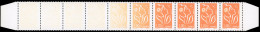 ** 3721 - Marianne De Lamouche. 1€. Orange. Bande De 10 Correspondant à La Largeur De La Planche D'impression. Impressi - Francobolli In Bobina