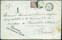 Obl. 25 - 1F. Marron Obl. Du CàD De CAMBRAI NORD Du 5 Août 1894 S/lettre Taxée Provenant De NAMUR - BELGIQUE Frappée De  - Other & Unclassified