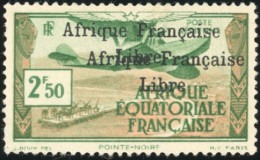 * 15b - Poste Aérienne. 2F.50 Vert Et Brun. Double Surcharge. TB. - Autres & Non Classés