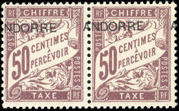 ** 4b - Timbres-Taxe. Paire Du 50c. Lilas. Surcharge à Cheval. Cote Dallay. SUP. - Sonstige & Ohne Zuordnung