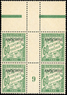 ** 5 - Timbres-Taxe. 60c. Vert. Bloc De 4. Millésime 9. HdeF. Cote Dallay. SUP. - Autres & Non Classés