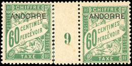 * 5 - Timbres-Taxe. Paire Du 60c. Vert. Millésime 9. Cote Dallay. SUP. - Autres & Non Classés