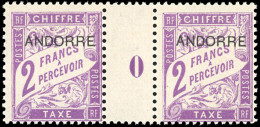 ** 7 - Timbres-Taxe. Paire Du 2F. Violet. Millésime 0. Cote Dallay. SUP. - Otros & Sin Clasificación