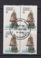 AUSTRALIAN  ANTARCTIC  TERRITORY    1980  Ships  $1  Block  Of  4  Post Marked  Firct  Day  Of  Issue  27th Oct  1980 - Oblitérés