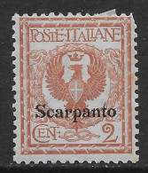 Italia Italy 1912 Colonie Egeo Scarpanto Floreale C2 Sa N.1 Nuovo MH * - Ägäis (Scarpanto)