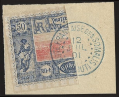 Obl. 15aA - Moitié Du 50c. Bleu Et Rose. Obl. S/fragment. TB. - Andere & Zonder Classificatie