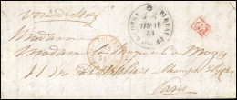 Obl. Lettre Frappée Du CàD BUREAU DE PONDICHERY Du 12 Avril 1853 à Destination De PARIS Par SUEZ. TB. - Other & Unclassified