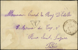 Obl. Lettre Frappée Du CàD Case Pilote Du 10 Mars 1892 à Destination De PARIS. Cachet Triangulaire Taxe à L'entrée En FR - Altri & Non Classificati