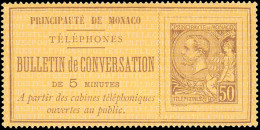 (*) 1 - Timbres Téléphone. 50c. Brun S/jaune.  SUP. - Andere & Zonder Classificatie